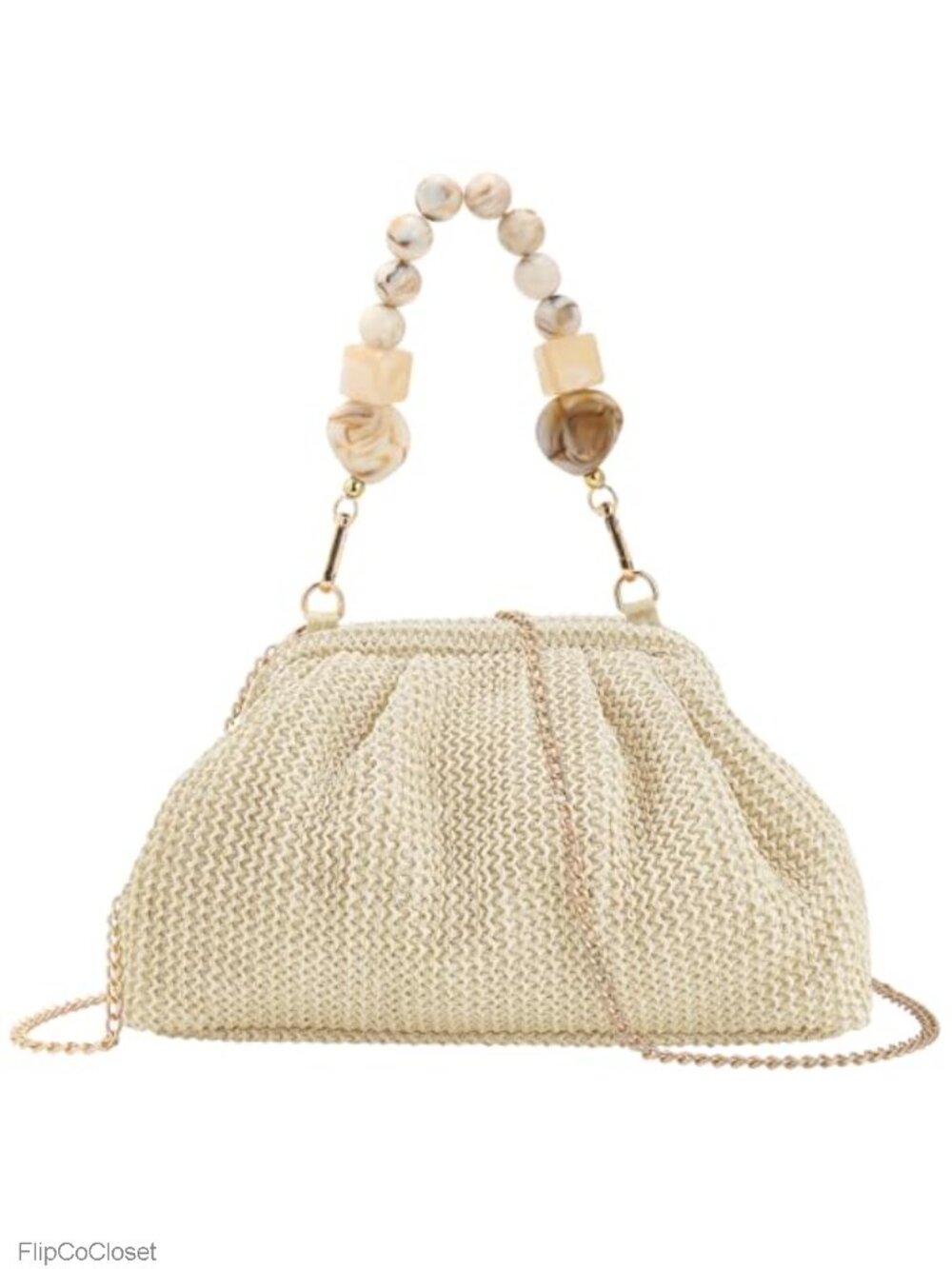 Straw Crossbody Bag Summer Beach Woven Clutch Purse Detachable Strap